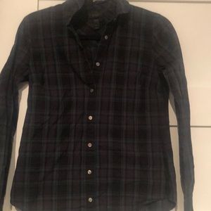 Blue and green plaid J.crew top in a size 2